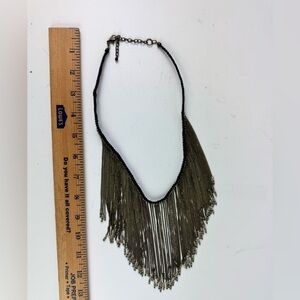 Black and Gold Fringe Necklace